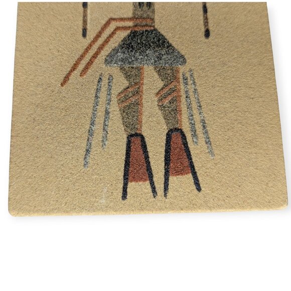 Native American Sand Art Painting "Healing God" Signed 3" x 6" New Mexico - Picture 3 of 14